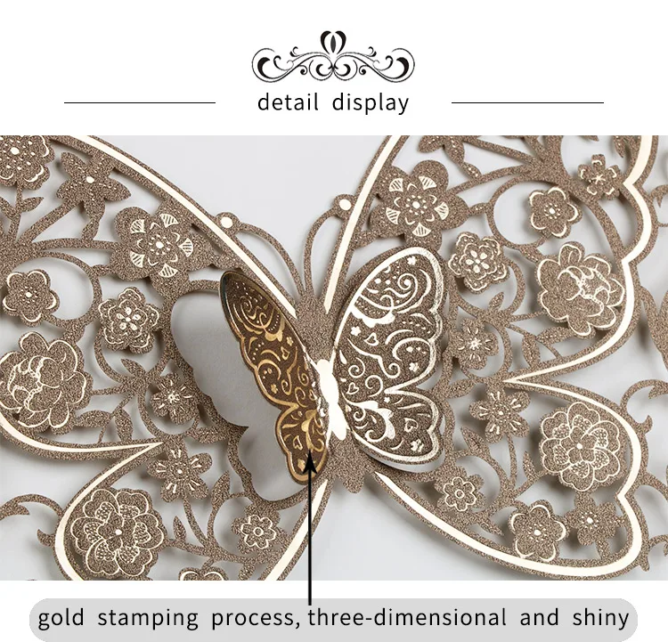 
blank insert customized names fancy invitation cards navy blue wedding invitation 