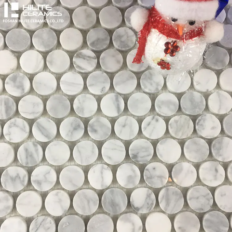 HILITE Foshan Waterjet Natural Stone Mosaic Gray Bathroom Round and Circle Matt Porcelain Kitchen Backsplash Tile 300*300mm