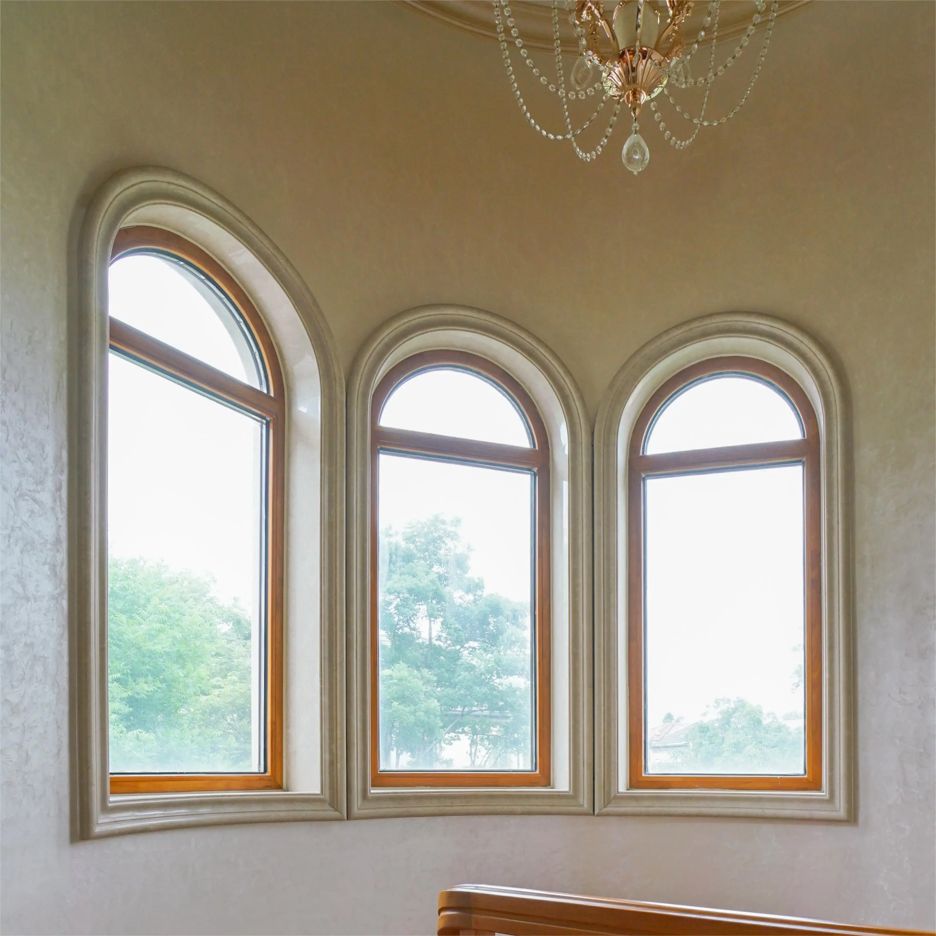 Verified Pro Customized Specialty Shape Window Design Aluminum Tempered Glass Arch Shaped Smart Fixed Windows