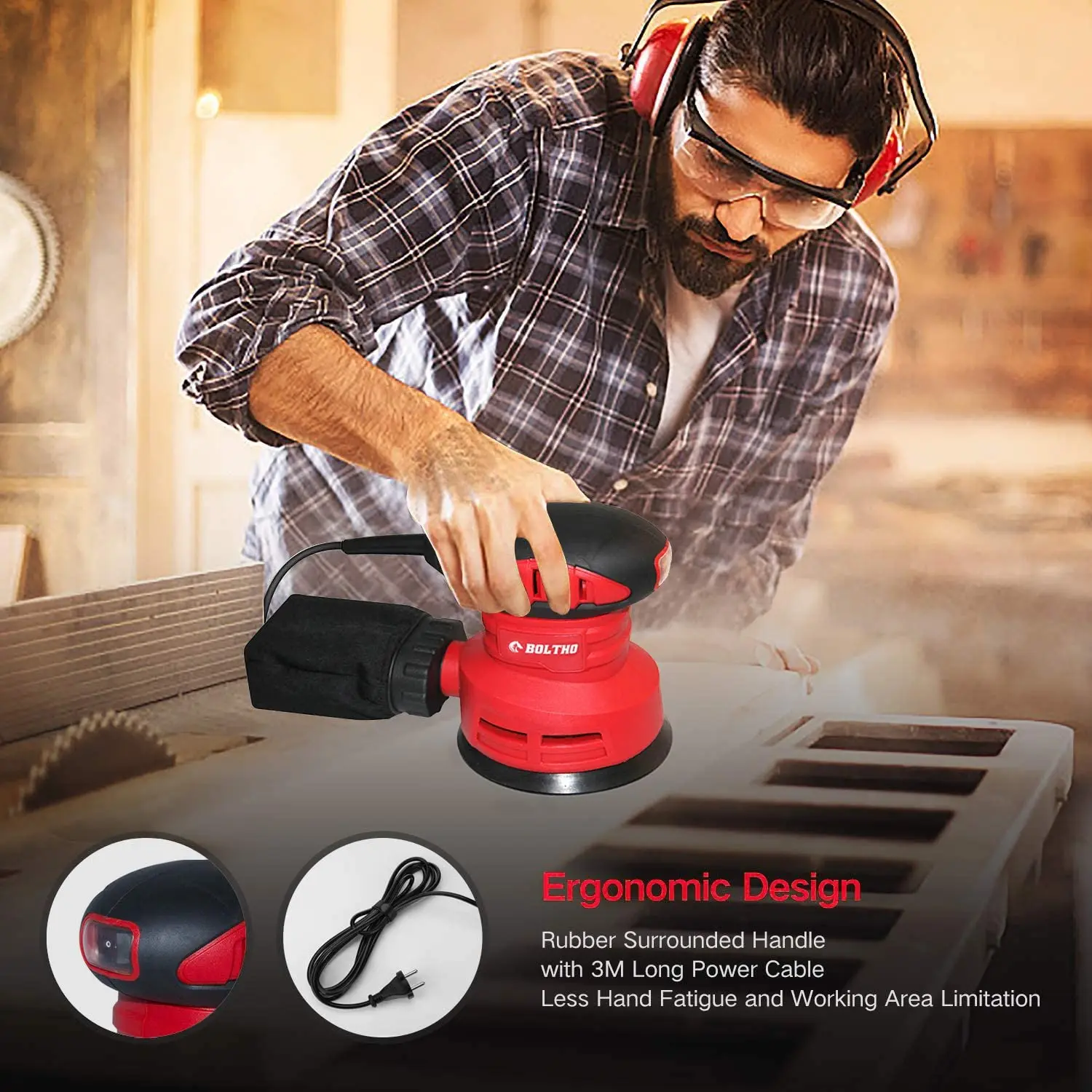 
High Quality hight speed Orbital Sander , Efficient Dust Collector 240W 12000RPM 