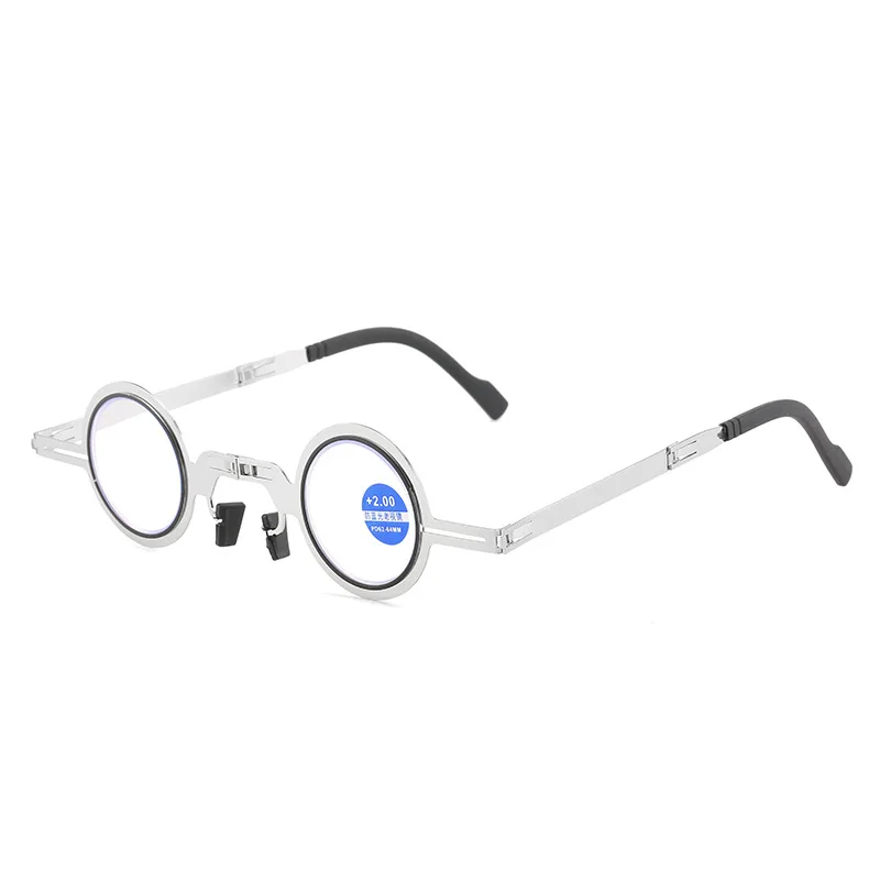Fashion Unisex Portable Metal Presbyopia Eyeglasses Anti Blue Light Folding Reading Glasses With Case