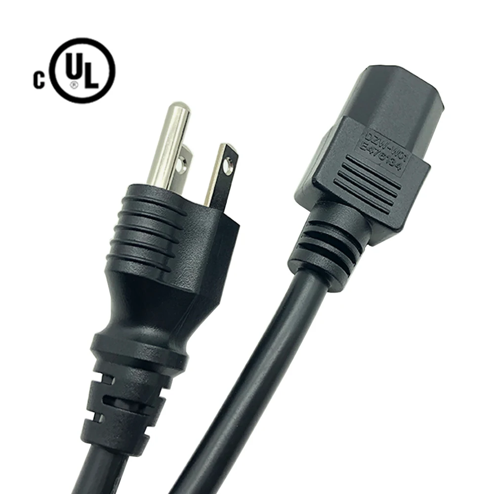 Американский UL SJTW/14 16/18 AWG черный 125V 10A 3 контактный разъем контакт электрической плиты AC компьютерный шнур