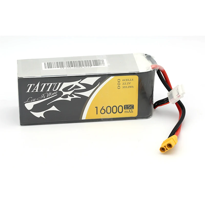 TATTU 16000mAh 22.2V 6S LiPO Battery 15C for Big Load Multirotor Hexacopter for agricultural drone/ UAV drone