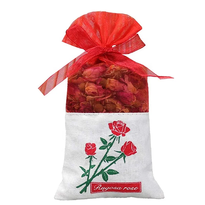 Empty Gauze Ribbons Cotton-Ramie Sacks DIY Dried Flower Gift Bag Fragrance Bags Purple Cotton Organza Flower Sachets Craft Bags