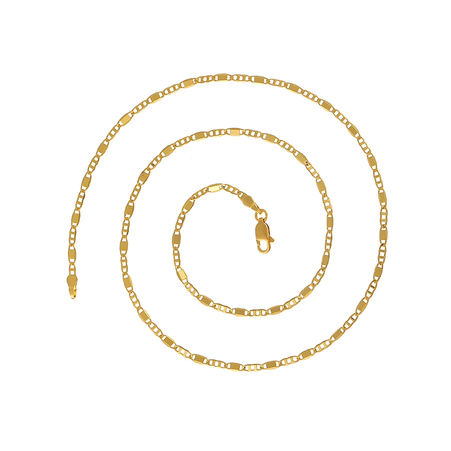46913 Xuping women collares flat chain 24k gold plated collares de mujer fashion necklace joyas baadas en oro por mayor