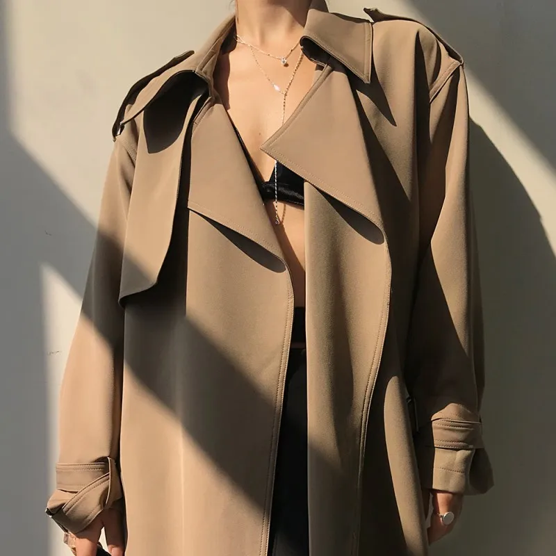 Customized  classic Long Maxi trench overcoats for Women  Wholesale Top Quality long belted Trench coats outerwear  8306