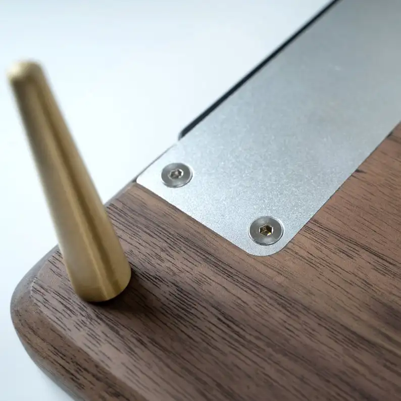 Walnut Wood Monitor Stand Computer Riser Solid Wood Desk Shelf for iMac and Computer Monitors with USB Ports
