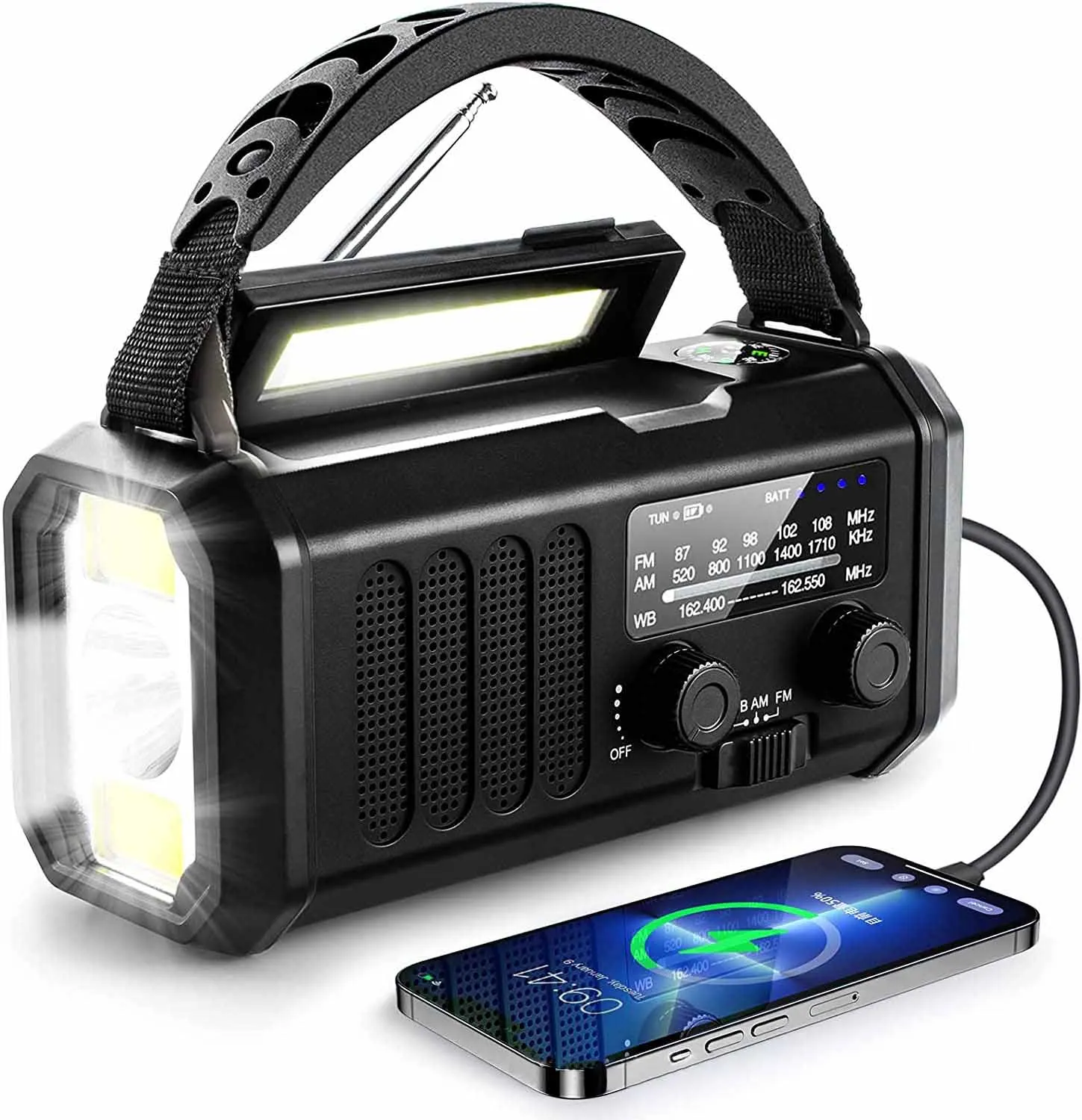 Multifunctional emergency portable radio can be hand-cranked charging with compass AM FM outdoor radio