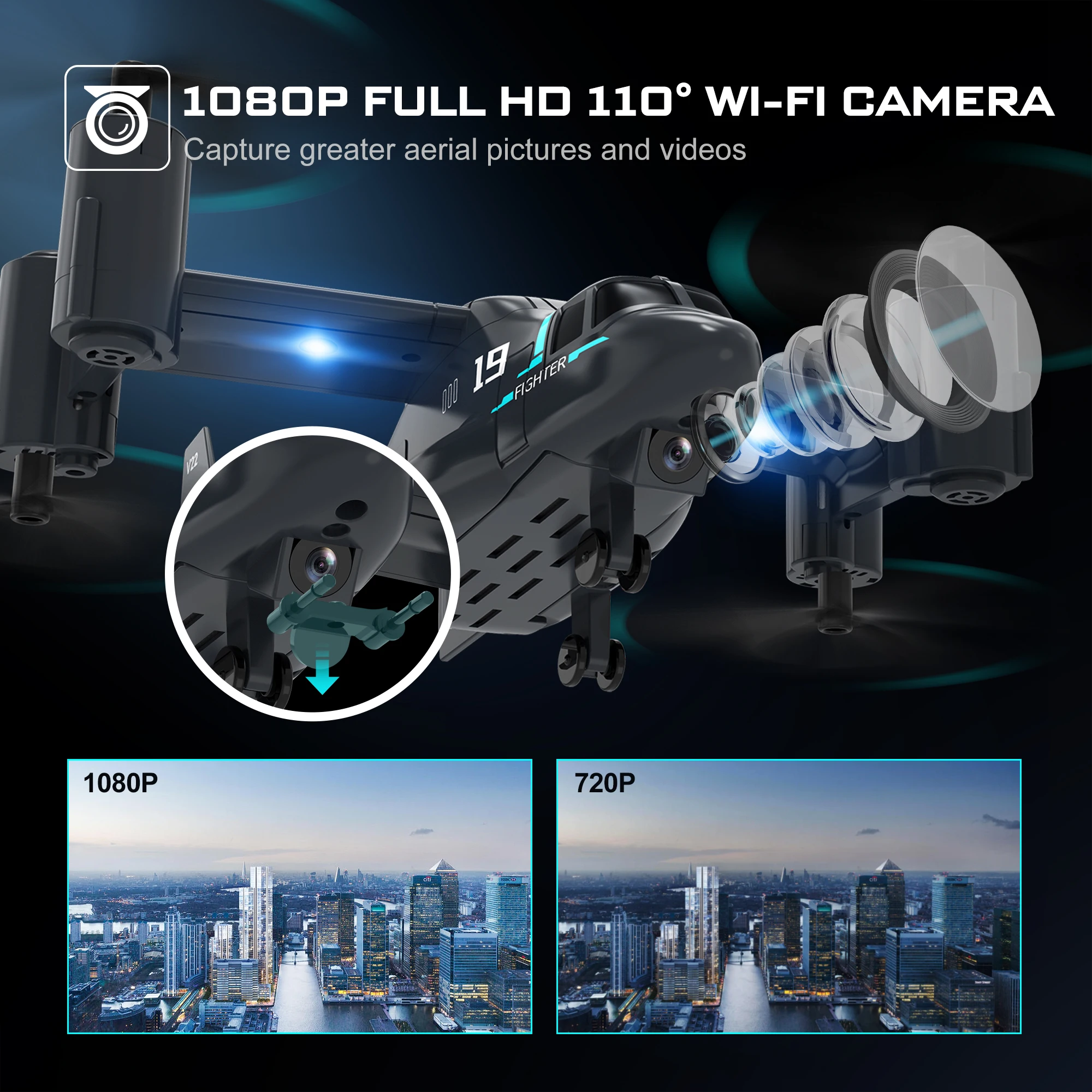 LM19 fighter aircraft headless mode 2 in 1 airplane with camera fpv real time image transmission mini drone toy