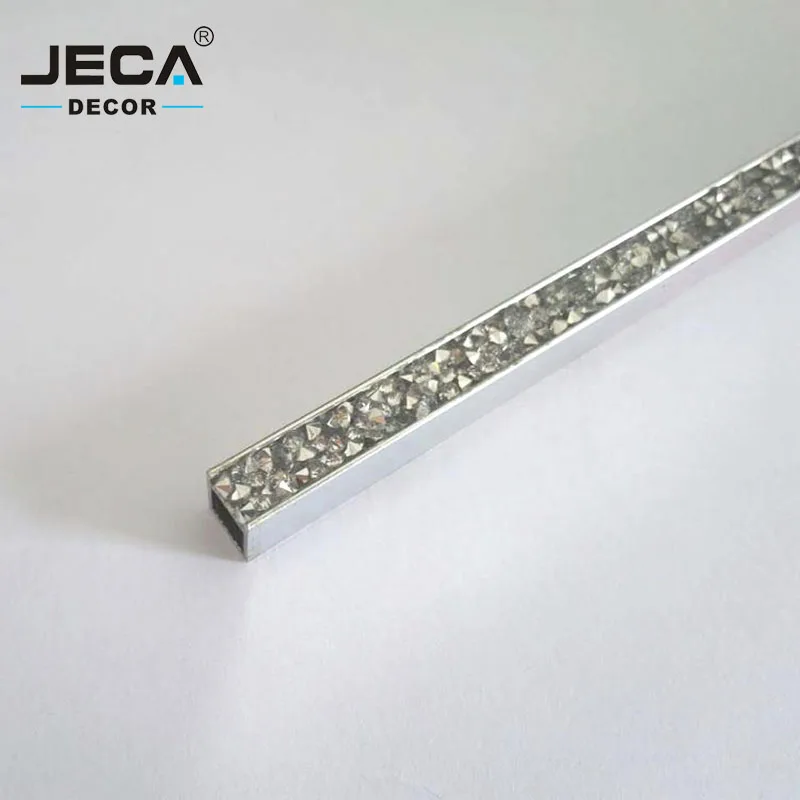 JECA Home Decor For Bathroom Tile Accessories For Wall Decoration Luxury Aluminum Tile Trim With Glass Diamond Decoration