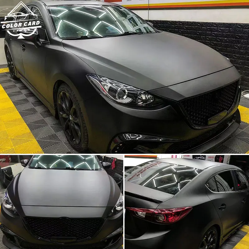 1 52*18 м ПЭТ матовая Черная защитная пленка для украшения кузова автомобиля виниловая упаковки меняющая