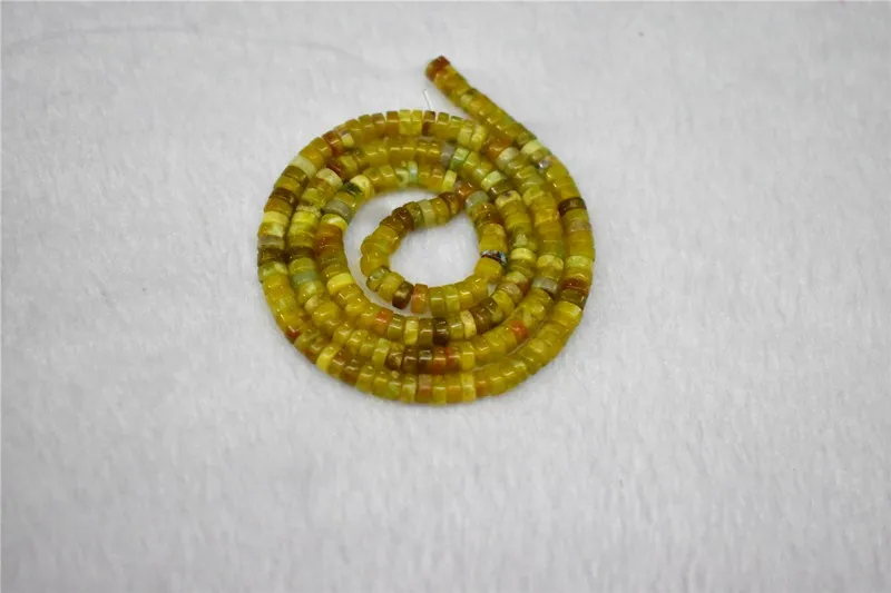 Flat Round Wheel Shaped Natural Stone Serpentine heishi Yellow Dragon Jade Beads For Jewelry Making