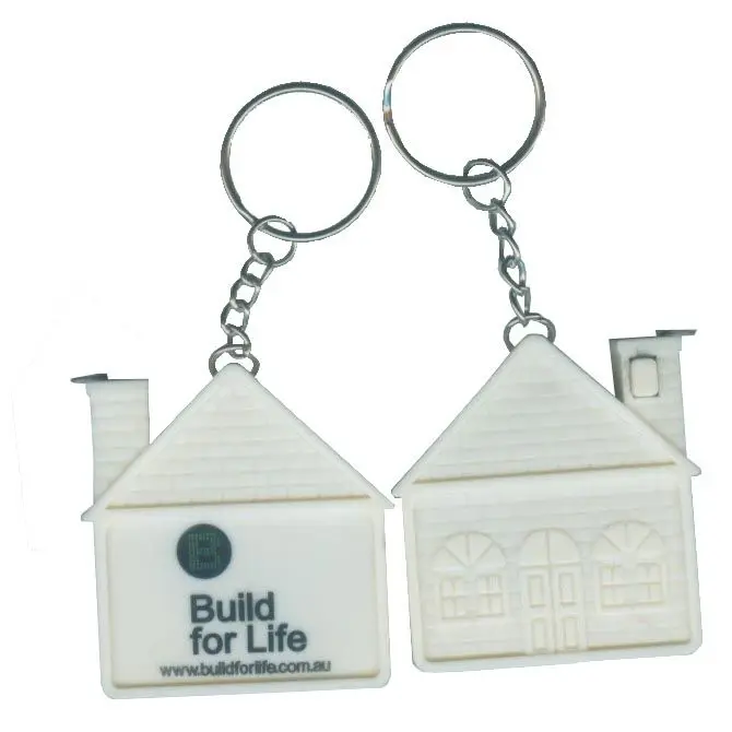 Custom Logo printed House shape tape measure keychain 1 Meter key ring