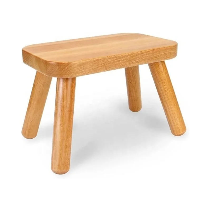 Premium Quality Factory Price Solid Hard Wood Stool Step with Non-Slip Feet Doorway Shoe Changing Stool