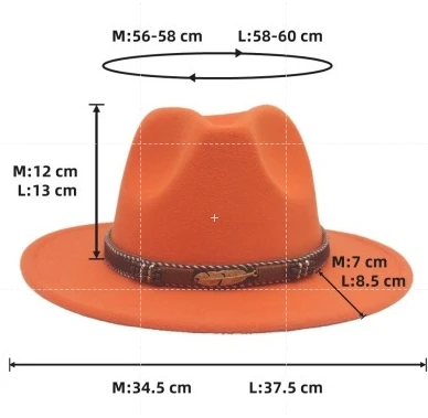 Classical Hat Unisex Jazz Hat 100% Wool Classic Big Brim Fedora Hats men