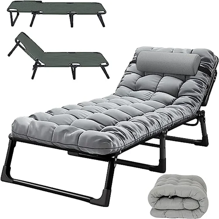 Portable Multifunctional Metal Single Bed with Soft Mattress for Home Bedroom Dining Kitchen Use