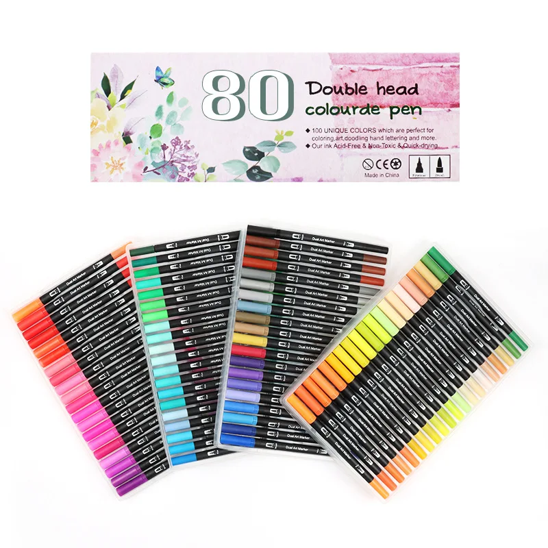 Marcadores Doble Punta Dual Tip Brush Markers 60 120 Colors Drawing Water Art Markers School Supplies Watercolor Marker Pen