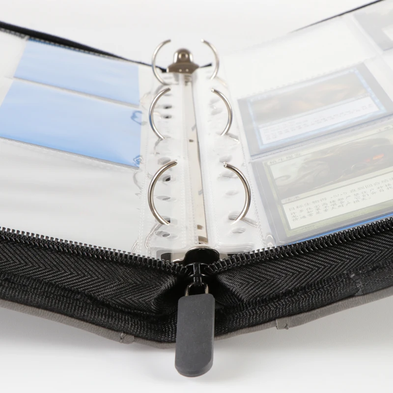 Pu Leather Binder With Zipper Board Game Card Photo Album Custom 9-Pocket Photo Album Card
