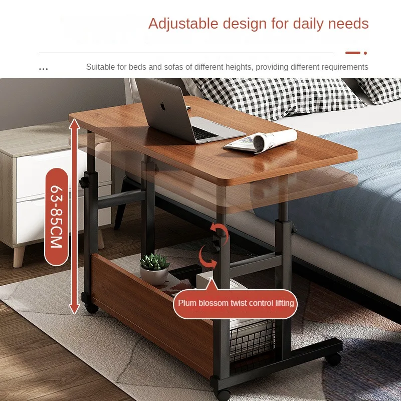 Bedroom Home Student Study Desk Bedside Table Multifunction Portable Wooden Mobile Tea Table