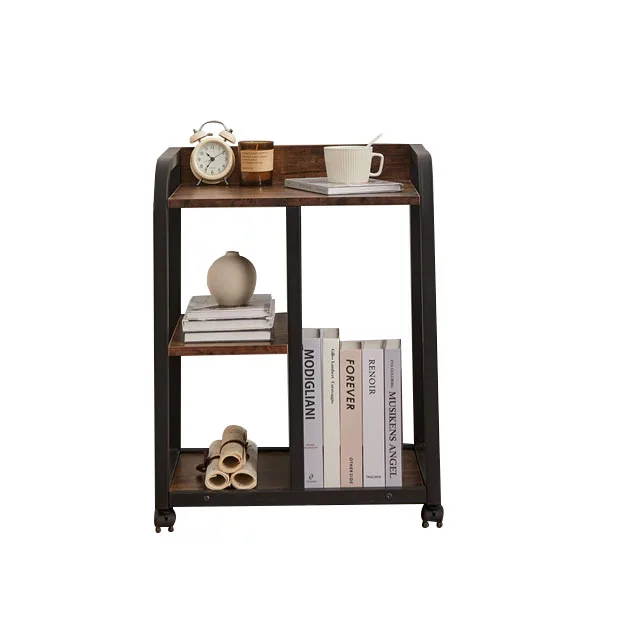 Wooden And Iron Furniture Multi-layer shelf living room side table