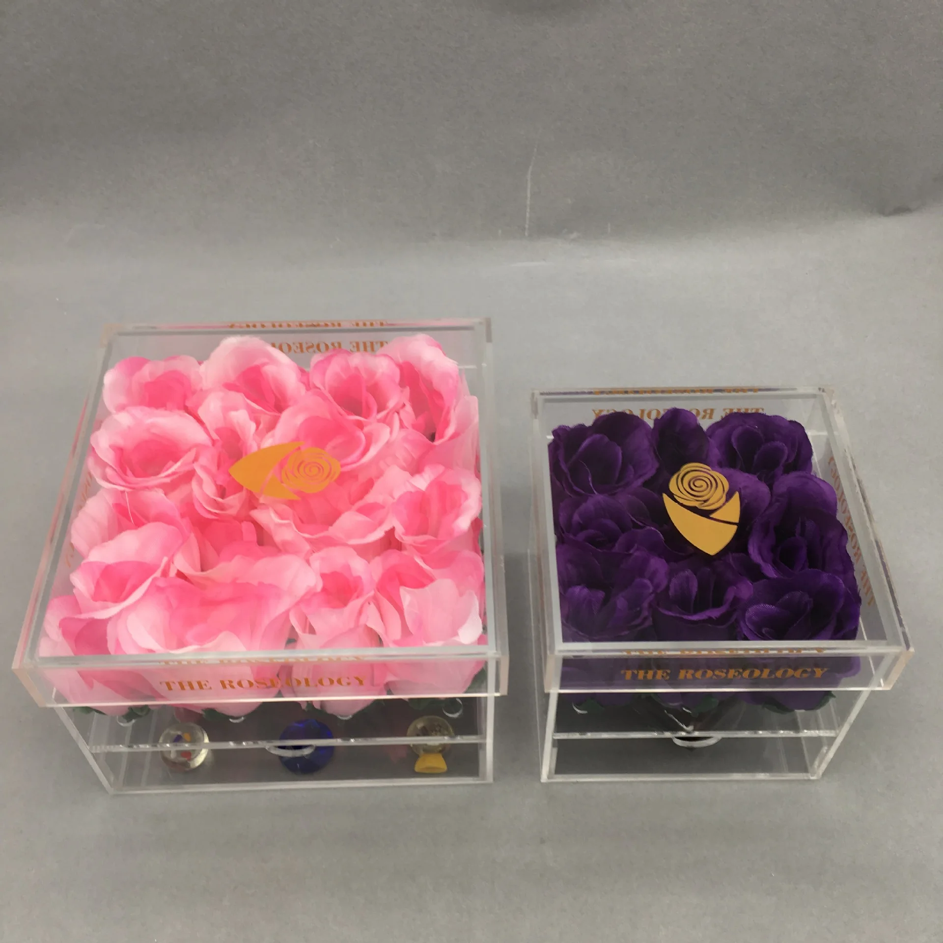 Transparent Flower Box Drawer Box Plexiglass Square Acrylic Flower Storage Box With Lid