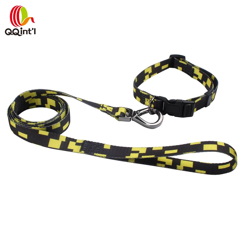 2023 Top Selling  Nylon Sublimation Printed Pet Dog Collar And Leash Set Custom Logo Collar Leash For Dog