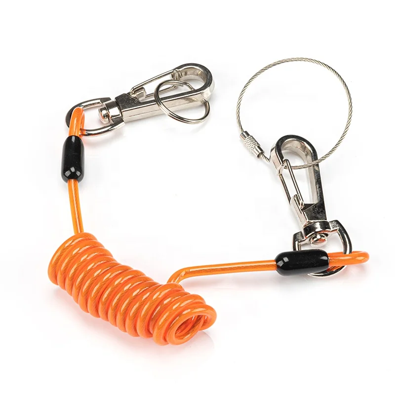 Factory Supply Various Size Coiled High Elastic Inner Steel Cable Safety Cable Support Tool Lanyard Lanyard Safety Rope