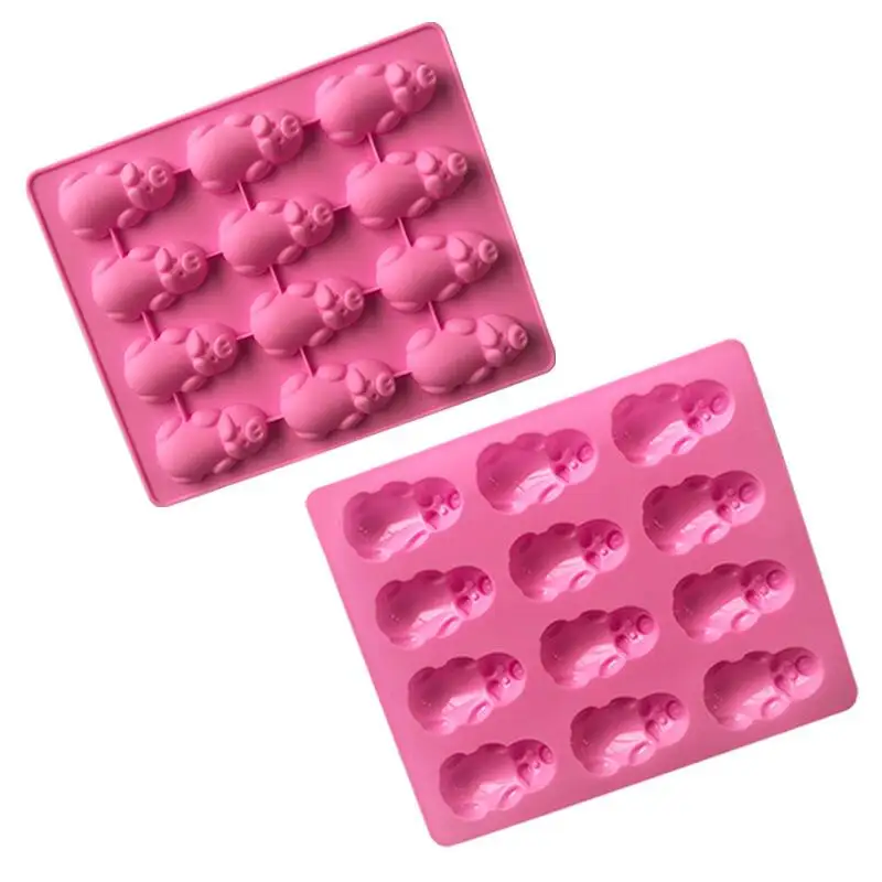 Animal Series Ice tray 12 little pigs in blankets oven-safe silicone mold cartoon chocolate mold cake decoration mould