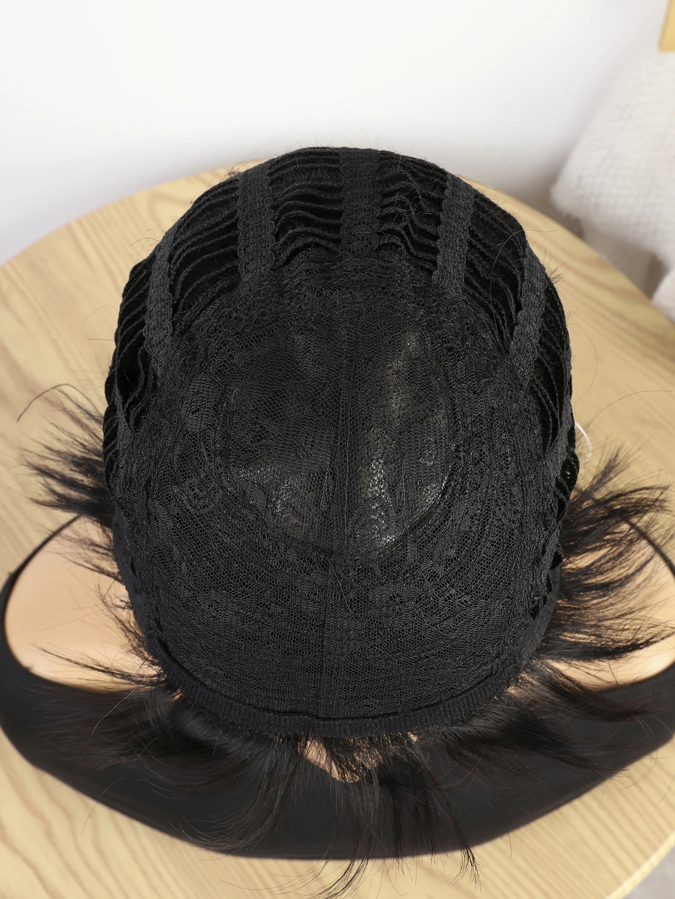 headwear Short Black Synthetic Hair Wig 9 Inch Women Hair Wig with Bangs