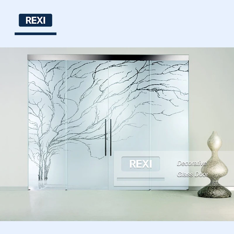 8mm 10mm 12mm Ceramic Fritted acid etched Tempered Toughened Decorative Glass Door