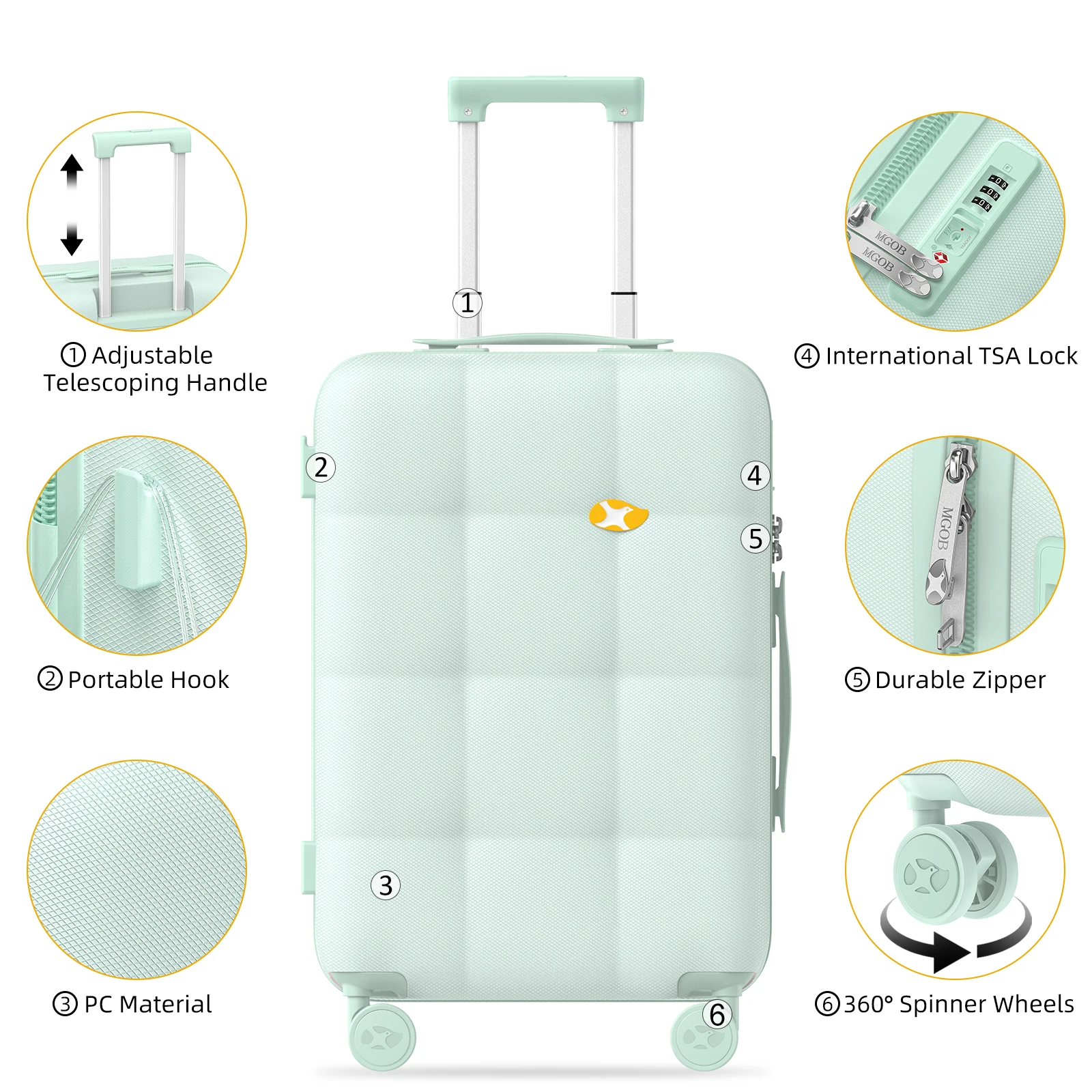 Best selling 20'24'28' Traveling Trolley Suitcase Set Sofa Series PC Hard Shell Carry ons Case 3pcs Luggage Set with TSA Lock