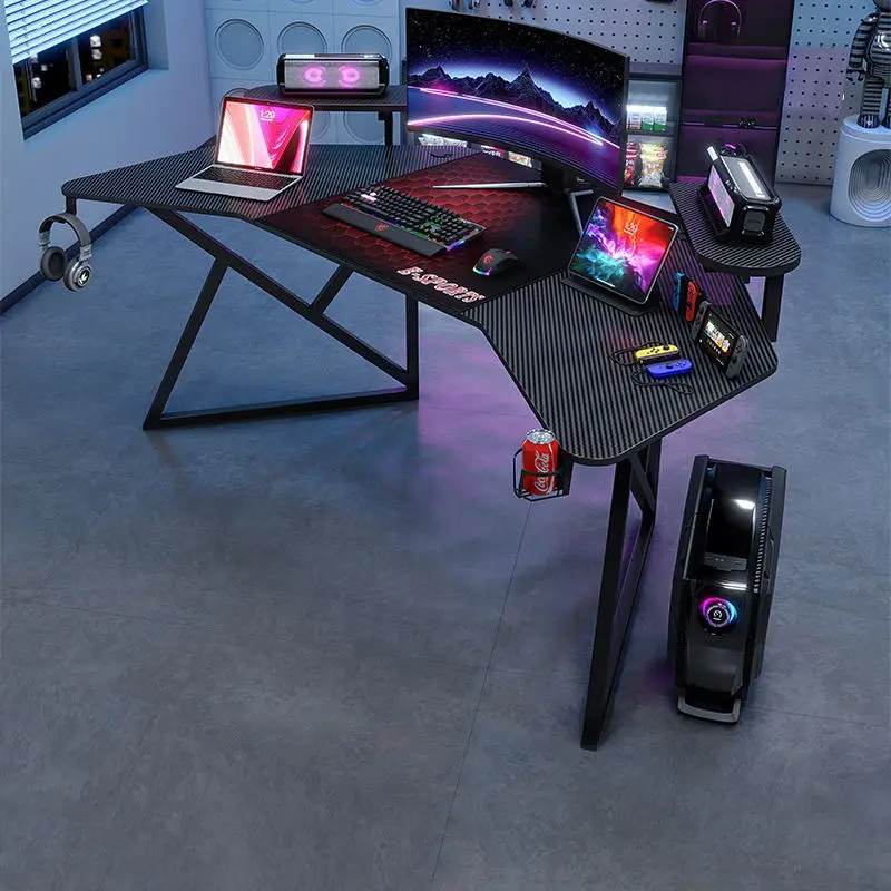 Escritorio Gamer Stock современный компьютерный игровой стол черный со светодиодной подсветкой RGB