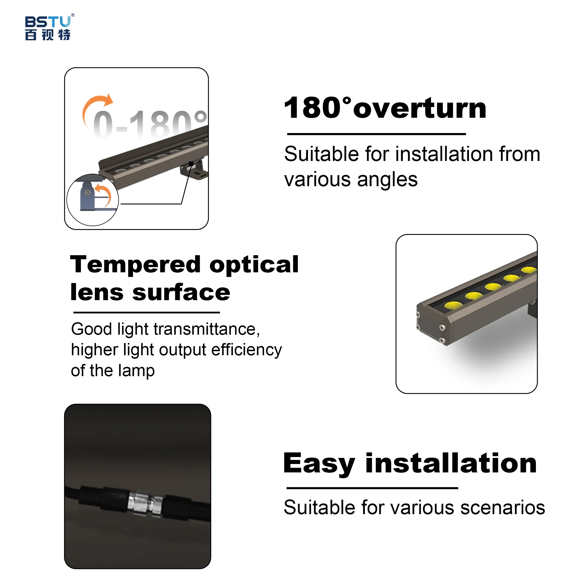Waterproof RGBW Wall Washer light IP66 Aluminum Body 24V Input Voltage for Landscape Application 220V Input Voltage Available