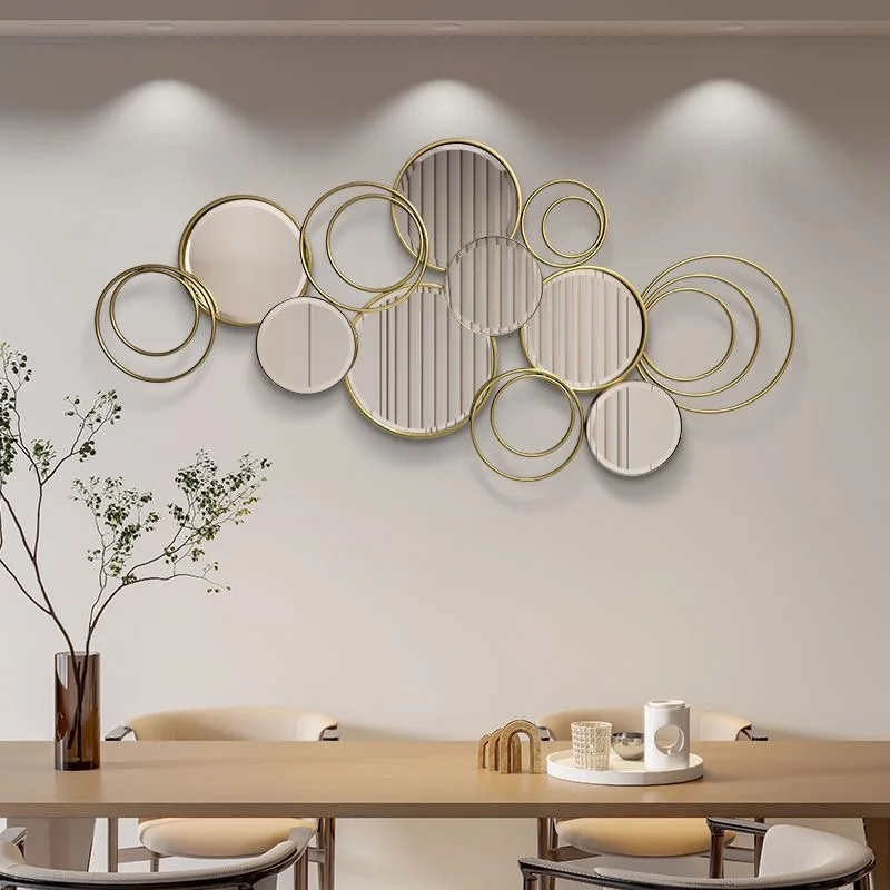 138X66cm FuZhou manufacturer factory price 3d wall hanging mirrored decorative large gold metal Handicraft art home decor mirror