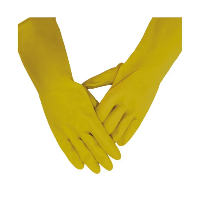 
Modern Practical Yellow Reusable Rubber Latex Household Kitchen Waterproof Dishwashing Gloves 