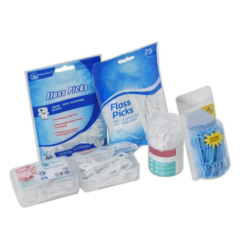 Factory Fresh Mint dental floss picks plastic bag box packaging 90 count dental floss flosser toothpicks with ODM OEM