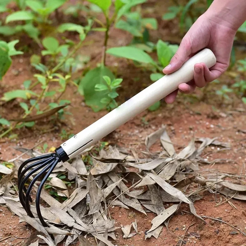 Household wooden handle weeding loosening soil three 5 claws hand Garden Tool Excavator Garden Cultivator Rake