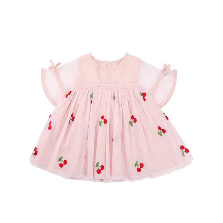 Toddler Girls Dresses Kids Princess One-piece Short Sleeve Dress 2022 New Summer Embroider 100% Cotton Children 100% Polyester