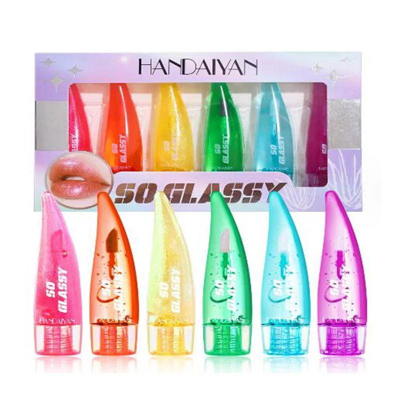 HANDAIYAN  change colour Lipstick oil Lasting Moisturizing Lip Balm Colorful Color Set Glass Mirror Moisturizing Lip Glaze