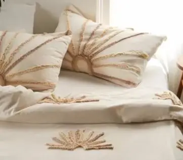 Peach Sun Tufted Indian Style Custom Multi Size 3d Printed Cotton Duvet Sheet And Cushion Set  3 Piece Set Best Quality