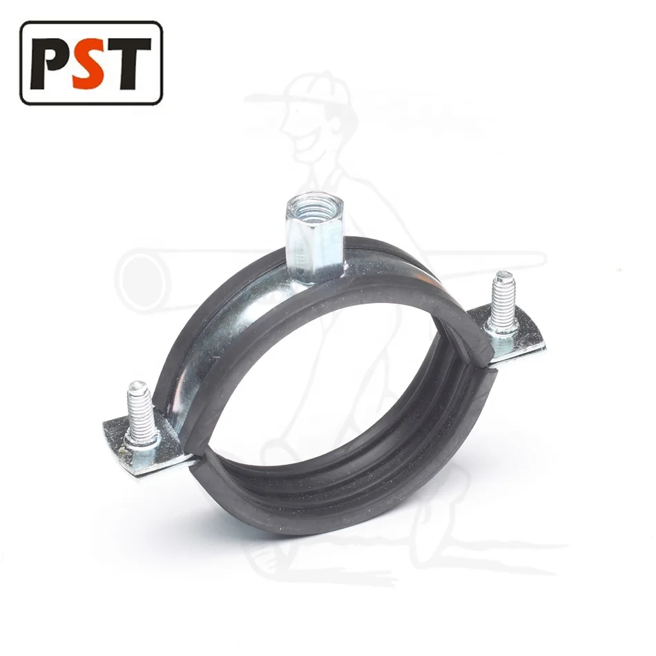 Standard Two Piece Rubber Lined Pipe Clamp M8+M10 Metal Pipe Hanger