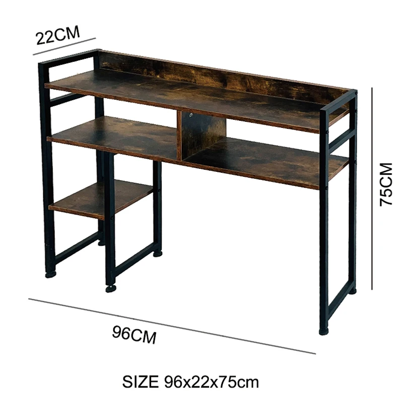 I-Shaped Metal Frame Wood Writing Office Desks Study Table Home Corner Computer Table With Shelves