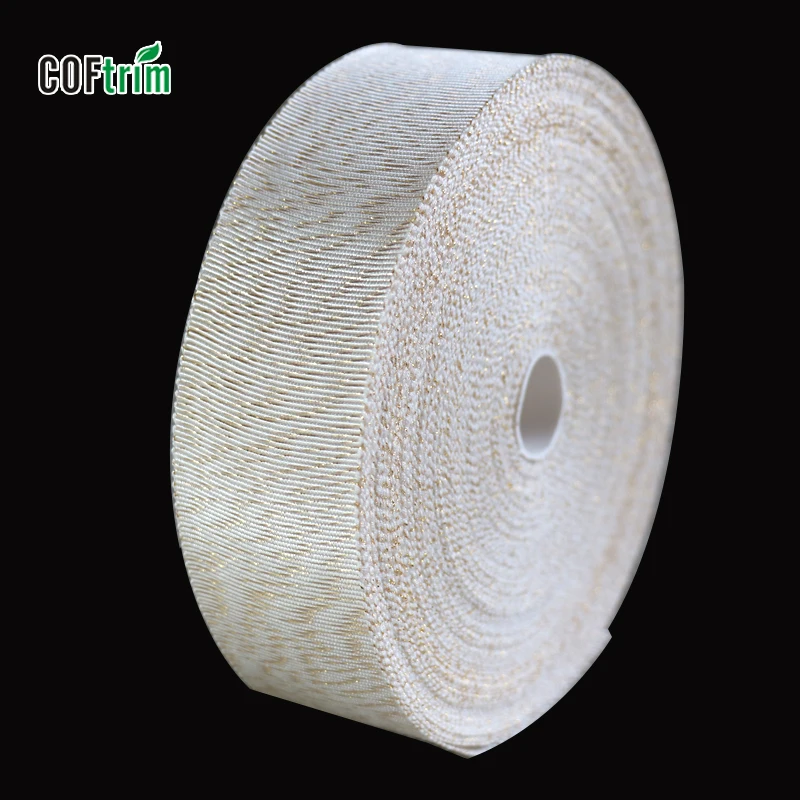 
wholesale double faced lurex yarn rayon Grosgrain Ribbon Hat Ribbon rib ribbon for hat decoration or clothing 