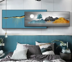 Gold leaf landscape painting hand-painted canvas bedroom furniture decorative painting
