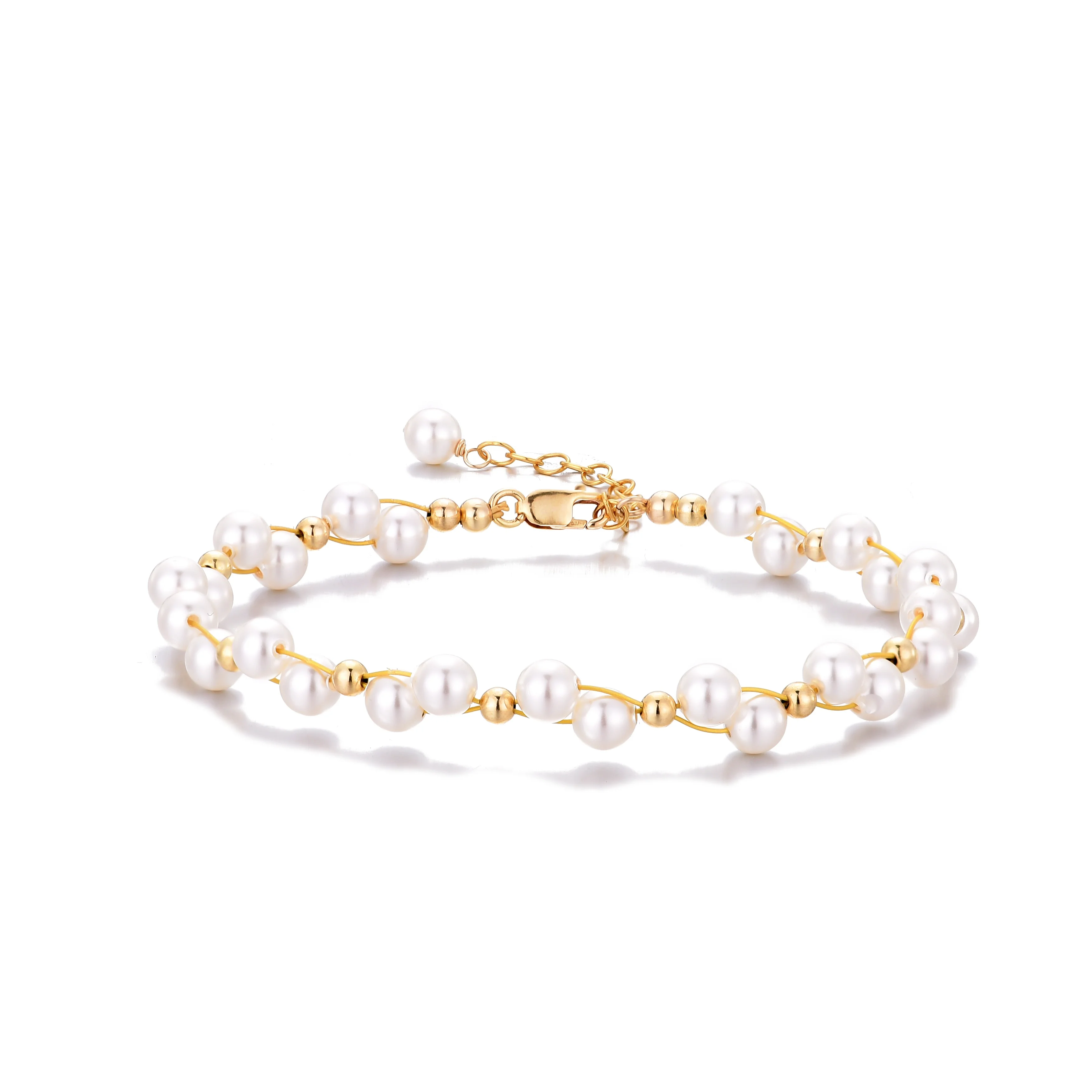 New style high quality 14k gold filled beaded pearl bracelet fashion jewelry for women