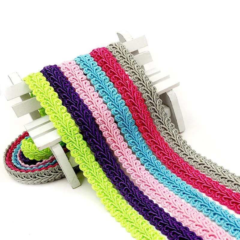 Hot sale1.2cm Diy Craft Sewing Accessory Clothing Fabric Ribbon Centipede Braid Lace Colors Braided Lace  Trim