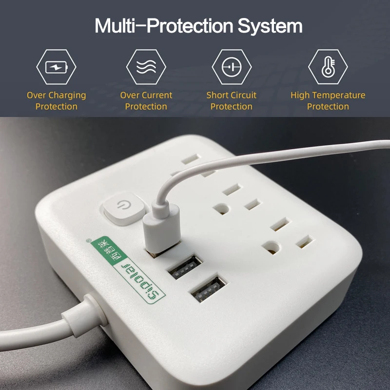 Hot sale USA power strip 3 AC outlet electrical extension board with 3 usb  output socket