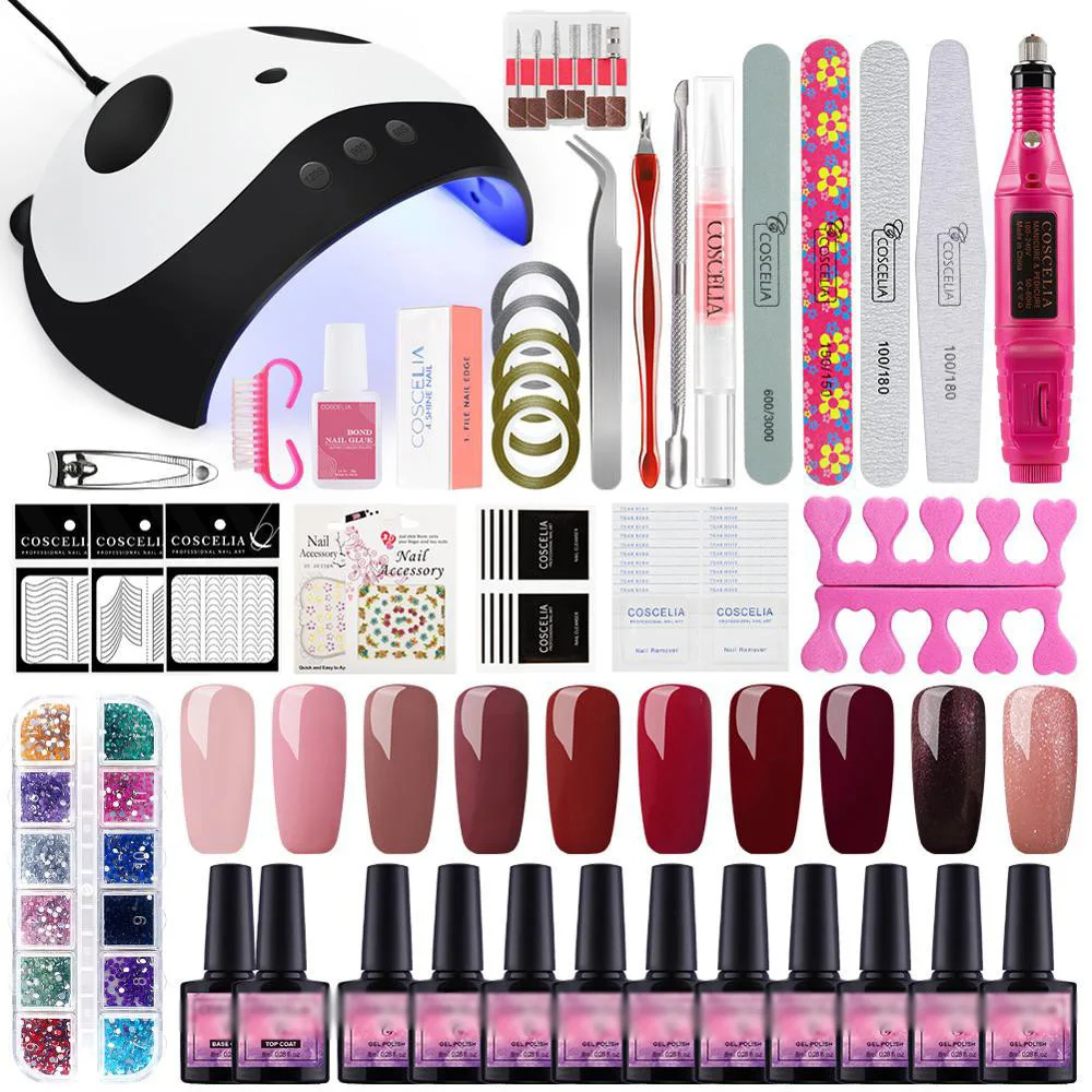 Label OEM nail diy art gel nail set kit with uv lamp and drill for beginner