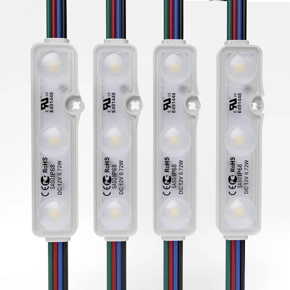12V 5050 RGB led module with lens red green blue IP67 high brightness led injection modules