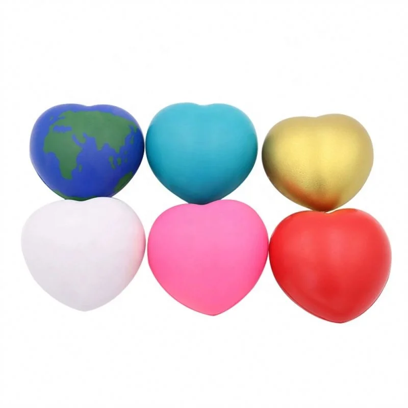 Promotional  Cute Heart Red Pink Customize Logo Customize Stress Ball For promotional Gift Squeeze PU Stess Ball Relief